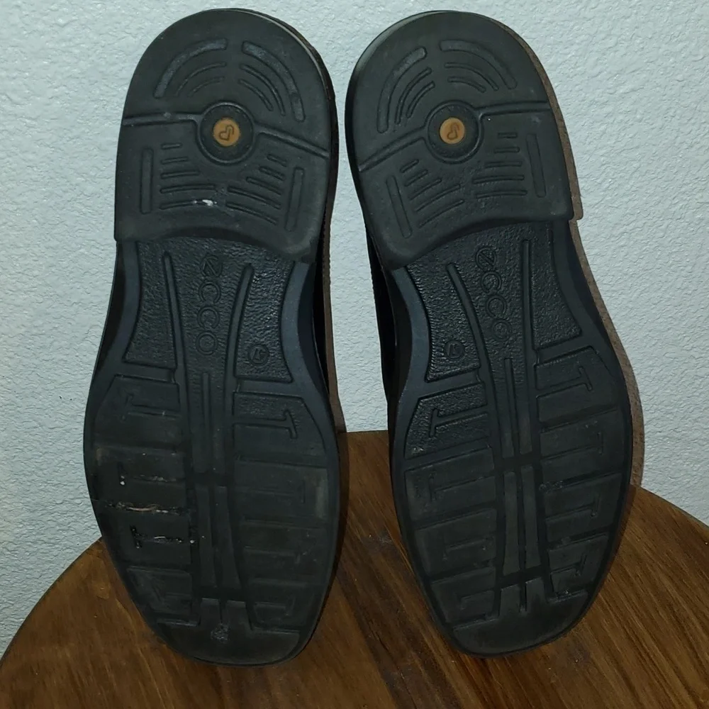 Ecco- Mens Black Leather Slip On Loafers Dress Shoes Comfort New! Sz.13